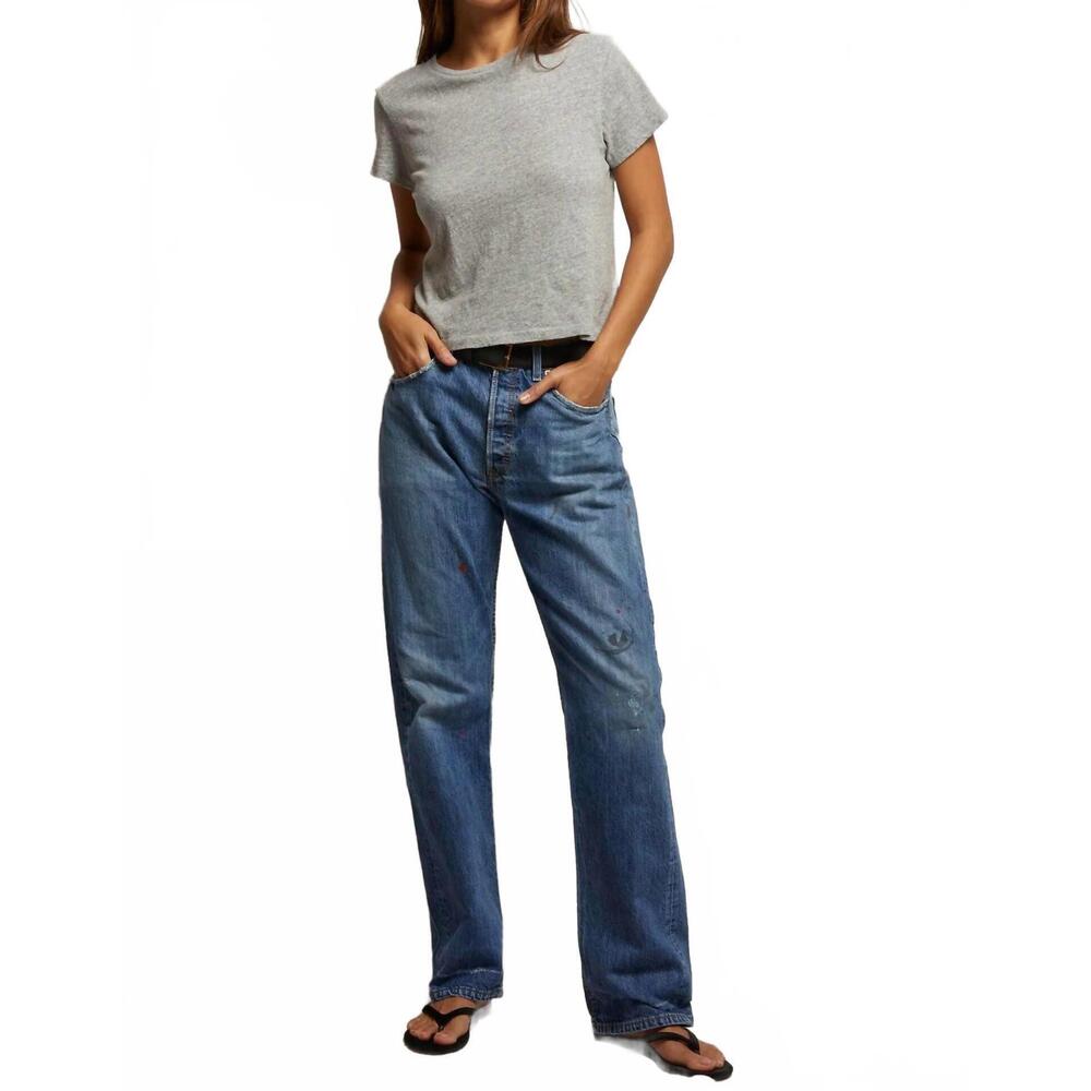 NEW PERFECTWHITETEE lisa recycle cotton slim crew tee in true heather gray
